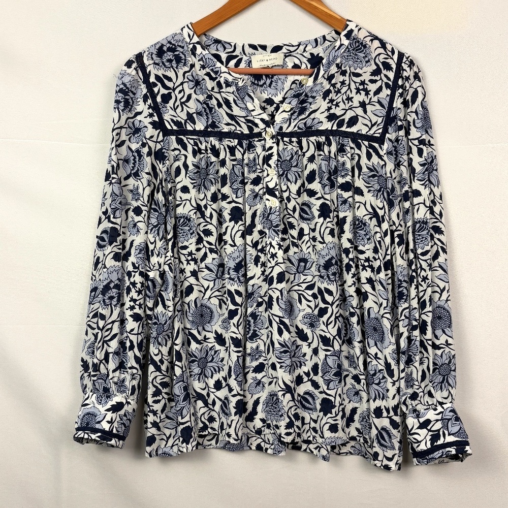 Lucky Brand Women's Boho Peasant Long Sleeve‎ Blouse Top Sz XL Gypsy Hippie FLAW